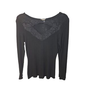 Elegant Black Lace Detail Women's Top
